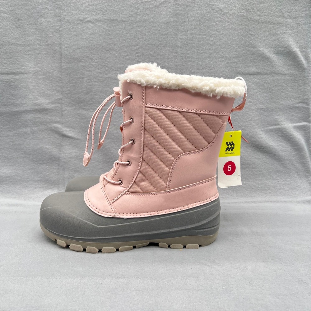 All in Motion Skylar Pink Waterproof Winter Snow Boots Kids Size 5 -30F Rated